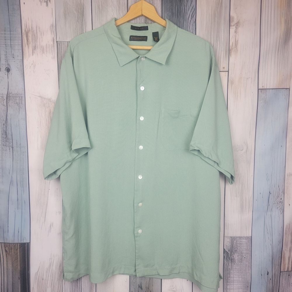 Metropolitan Lord & Taylor Mint Green Short Sleeve Button Down Shirt Size XXL